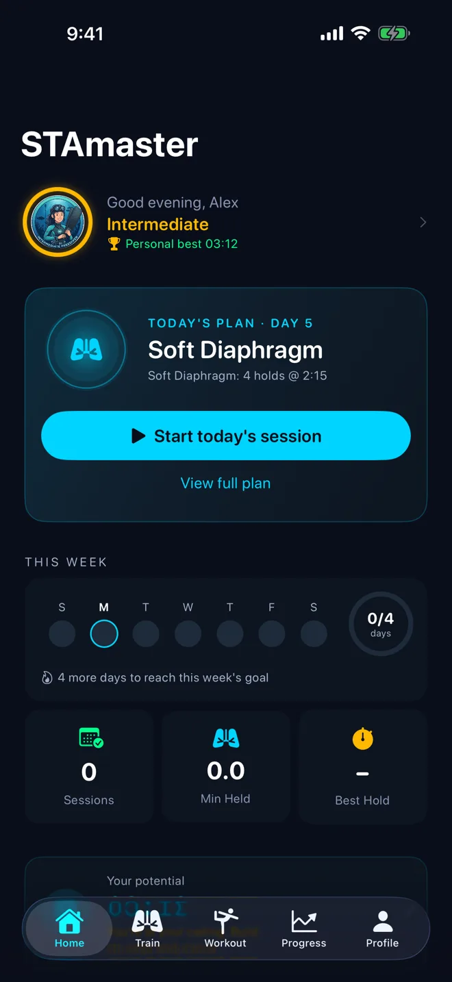 Home: today's plan and weekly goal