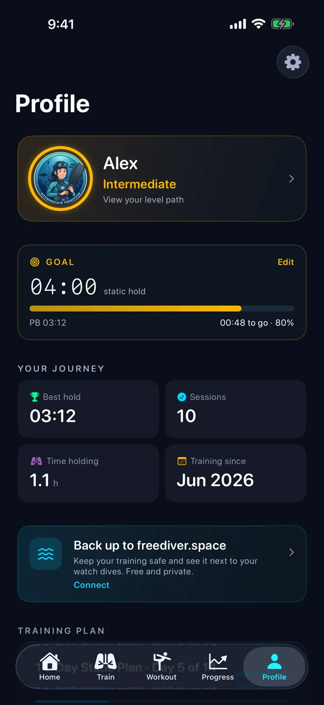 Profile with goal and journey stats
